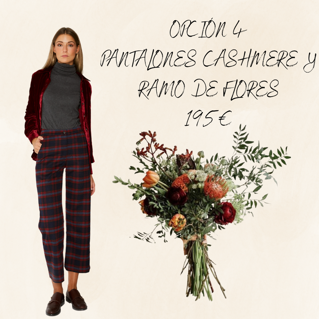 PACK REGALO PANTALONES CASHMERE Y RAMO DE FLORES